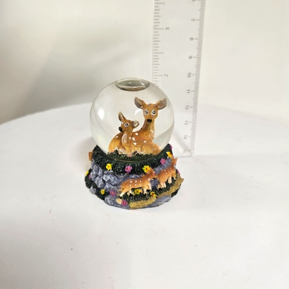 Vintage Bambi Mini Snow Water Globe 2" Tall Collectible Deer and Baby - Picture 3 of 3